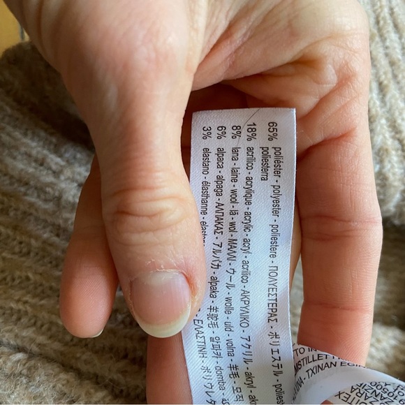 ZARA tan wool alpaca blend relaxed fit chunky knit sweater - Picture 10 of 11